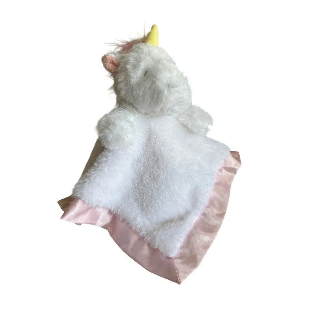 Cloud Island Unicorn Security Blanket Baby White & Pink Satin Trim Lovey Snuggle